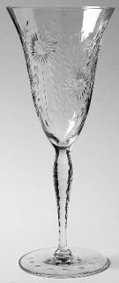 Unknown Crystal Unk8328 Water Goblet   Cut Stem, Foot/Dots, Pointed Floral/Dots