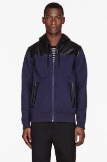 Marc By Marc Jacobs Blue Leather_trimmed Thompson Hoodie