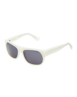 Emile Soleil Square Acetate Sunglasses, White