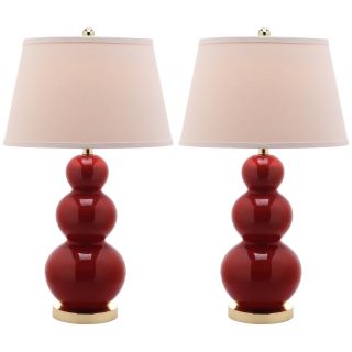 Amy Triple Gourd 1 light Red Table Lamps (set Of 2)
