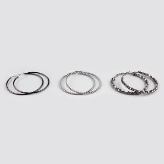 3 Pair Hoop Earrings Hematite One Size For Women 212528189