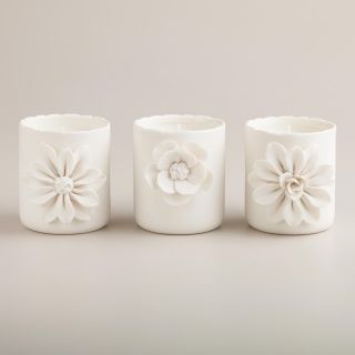 Ceramic Floral Tumbler Candles, Set of 3   World Market
