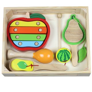 Discoveroo Fruit Music Wooden Percussion Set (Multi coloredDimensions 11.8 inches x 9.5 inches x 2.8 inches Weight 2.2 pounds  )