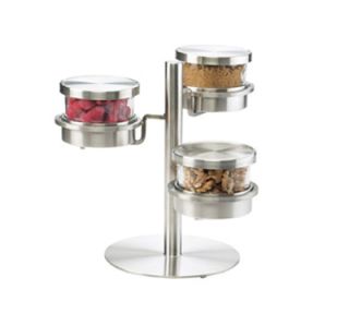 Cal Mil 3 Tier Mixology Condiment Display   16 oz Jars, Stainless Steel