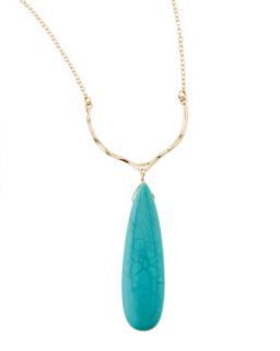 Long Pendant Necklace, Turquoise