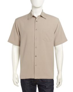Trent Short Sleeve Waffle Knit Sport Shirt, Taupe