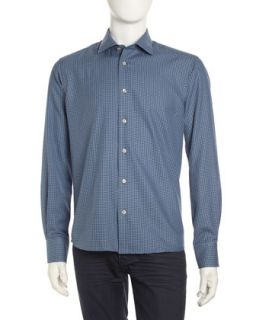 Marty Small Check Sport Shirt, Blue