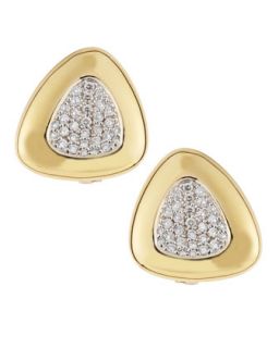Triangle Diamond Center Earrings, White