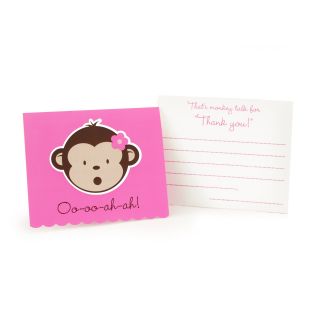 Pink Mod Monkey Thank You Notes