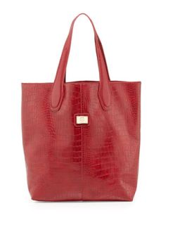 Charlene Croc Embossed Tote Bag, Red