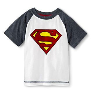 Superman Infant Toddler Boys Raglan Short Sleeve Tee   White 12 M