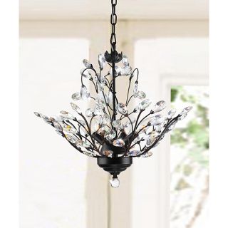 Holly 4 Light Antique Copper Crystal Leaves Chandelier