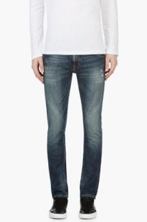 Nudie Jeans Blue Organic Distressed Tape Ted Jeans
