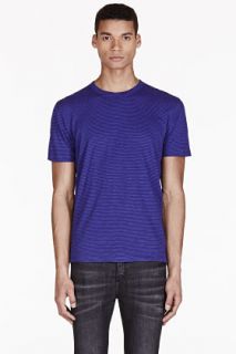Paul Smith Jeans Blue And Purple Striped T_shirt