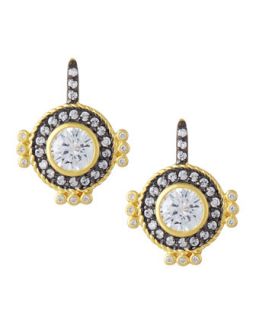 Round CZ Two Tone Earrings