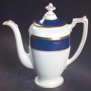 Coalport Athlone Blue Coffee Pot & Lid, Fine China Dinnerware   Blue Rim,No Deca