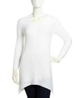 Ribbed Woven Sweater, White