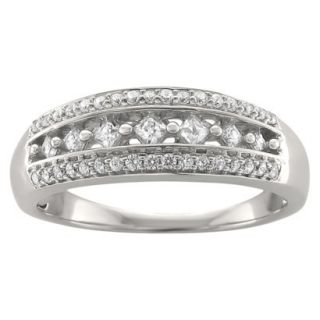 3/8 CT. T.W. Princess and Round Cut Diamond Band Pave Set Ring in 14K White