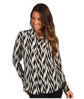 Winter Kate Silk Crepe Long Sleeve Button Up Womens Long Sleeve Button Up (Multi)