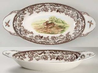 Spode Woodland Bread Tray, Fine China Dinnerware   Brown Floral Border Animal Sc