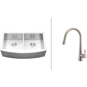 Ruvati RVC2463 Combo Stainless Steel Kitchen Sink and Stainless Steel Set