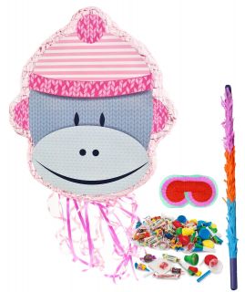 Sock Monkey Pink Pinata Kit