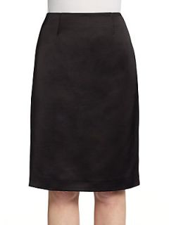 Satin Pencil Skirt   Black