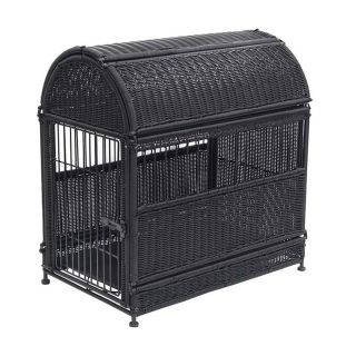 Jeco Wicker Dog House   Round Top Espresso   WPH1 L A, Large