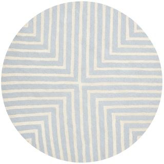 Hand tufted Moroccan Cambridge Ivory/ Light Blue Wool Rug (6 Round)