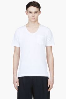 Sacai White And Ivory Scoop Neck T_shirt