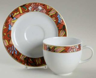 Arzberg Latin Footed Cup & Saucer Set, Fine China Dinnerware   Multicolor Floral
