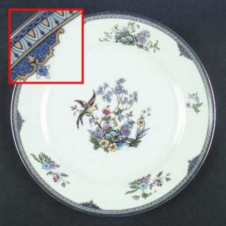 Noritake Modesta Dinner Plate, Fine China Dinnerware   Blue & Yellow Edge,Birds