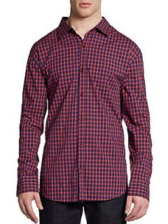 Checked Cotton Button Front Shirt