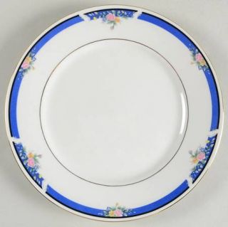 Royal Majestic Morning Rose Salad Plate, Fine China Dinnerware   Blue & Black Ba