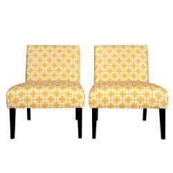 Portfolio Niles Yellow Geometric Links Armless Chair (set Of 2)