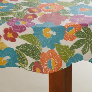 Bright Floral Round Oilcloth Tablecloth   World Market