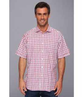 Thomas Dean & Co. Red Jacquard Plaid S/S Button Down Shirt Mens Clothing (Red)