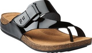 Womens Clarks Perri Coast   Black Patent Leather Thong Sandals