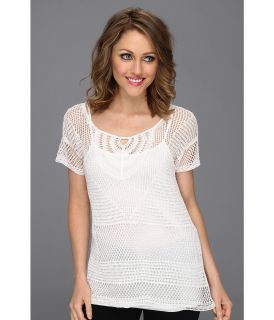 NIC+ZOE Caliente Textured Pullover Womens Short Sleeve Pullover (White)