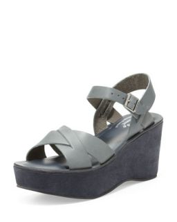 Ava Wedge Platform Sandal, Blue/Gray