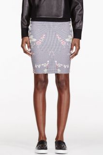 Mcq Alexander Mcqueen Black And White Houndstooth Stretch Skirt