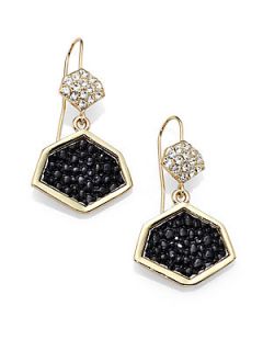 ABS by Allen Schwartz Jewelry Two Tone Pave Geometric Drop Earrings   Black Gold