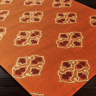 Hand hooked Orange Stencil Indoor/outdoor Rug (5 X 76)