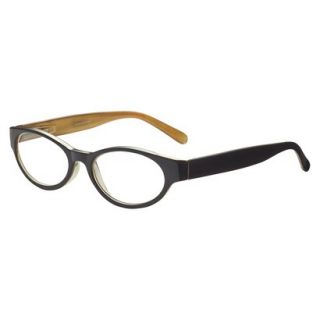 ICU Black Cat Eye with Gold Interior Reading Glasses With Case   +2.5