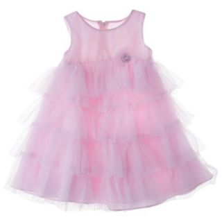 Rosenau Infant Toddler Girls Sleeveless Tiered Tulle Dress   Pink 24 M