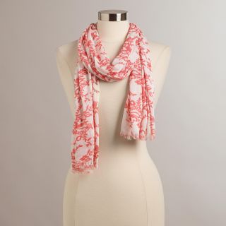 White and Pink Floral Scarf   World Market