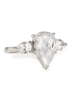 CZ Pear Cut Ring with Side Stones