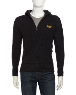 Wool Hooded Sweater, Charcoal
