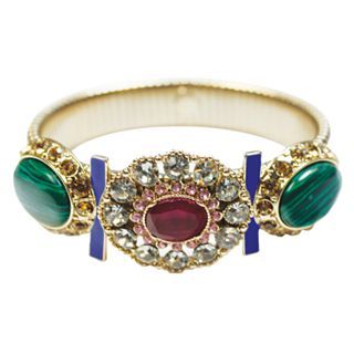 ZOe + SYD Green Malachite & Multicolor Crystal Floral Station Bangle, Womens