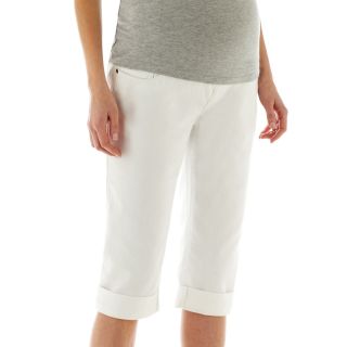 Maternity Double Rolled Capris, White